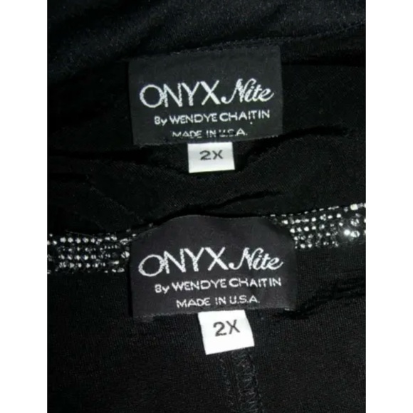 Vintage 90s Onyx Nite By Wendye Chaitin Blouse Cardigan Jewel Plus Mob Wife Jazz - Picture 11 of 14